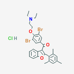 {3,5-dibromo-4-[2-(diethylamino)ethoxy]phenyl}[2-(2,4,6-trimethylphenyl)-1-benzofuran-3-yl]methanone hydrochloride molecular structure