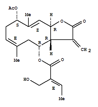 2-Butenoicacid, 2-(hydroxymethyl)-,9-(acetyloxy)-2,3,3a,4,5,8,9,11a-octahydro-6,10-dimethyl-3-methylene-2-oxocyclodeca[b]furan-4-ylester, [3aR-[3aR*,4R*(E),6E,9S*,10Z,11aR*]]-
