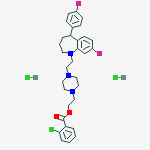 2-(4-{2-[8-fluoro-5-(4-fluorophenyl)-2,3,4,5-tetrahydro-1H-1-benzazepin-1-yl]ethyl}piperazin-1-yl)ethyl 2-chlorobenzoate dihydrochloride molecular structure