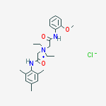 diethyl-[2-(2-methoxyanilino)-2-oxoethyl]-[2-oxo-2-(2,4,6-trimethylanilino)ethyl]azanium chloride molecular structure