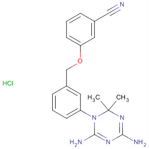 Benzonitrile,3-[[3-(4,6-diamino-2,2-dimethyl-1,3,5-triazin-1(2H)-yl)phenyl]methoxy]-,monohydrochloride molecular structure