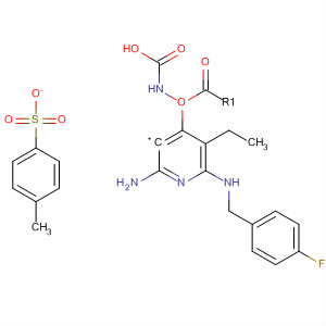 Carbamic acid, [2-amino-6-[[(4-fluorophenyl)methyl]amino]-3-pyridinyl]-,ethyl ester, 4-methylbenzenesulfonate molecular structure