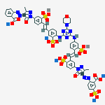 CUPRATE(5-), [.MU.-[2-[2-[1-[4-[2-[4-[[4-[[4-[2-[4-[4-[2-[2-(CARBOXY-.KAPPA.O)PHENYL]DIAZENYL-.KAPPA.N1]-4,5-DIHYDRO-3-METHYL-5-(OXO-.KAPPA.O)-1H-PYRAZOL-1-YL]-2-SULFOPHENYL]ETHENYL]-3-SULFOPHENYL]AMINO]-6-(4-MORPHOLINYL)-1,3,5-TRIAZIN-2-YL]AMINO]-2-SULFO molecular structure