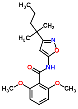 2,6-dimethoxy-N-[3-(2-methylpentan-2-yl)-1,2-oxazol-5-yl]benzamide molecular structure