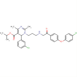 5-Pyrimidinecarboxylic acid,1-[3-[[4-(4-chlorophenoxy)benzoyl]methylamino]propyl]-6-(3-chlorophenyl)-1,6-dihydro-2,4-dimethyl-, 1-methylethyl ester molecular structure
