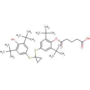 Pentanedioic acid,mono[4-[[1-[[3,5-bis(1,1-dimethylethyl)-4-hydroxyphenyl]thio]cyclopropyl]thio]-2,6-bis(1,1-dimethylethyl)phenyl] ester molecular structure