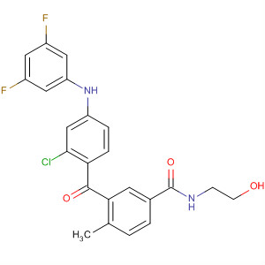 Benzamide,3-[2-chloro-4-[(3,5-difluorophenyl)amino]benzoyl]-N-(2-hydroxyethyl)-4-methyl- molecular structure