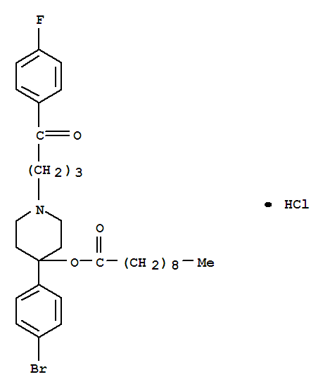 4-(4-bromophenyl)-1-[4-(4-fluorophenyl)-4-oxobutyl]-4-piperidyl decanoate hydrochloride molecular structure