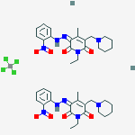 DIHYDROGEN TETRACHLOROZINCATE(2-),COMPOUND WITH 1-ETHYL-6-HYDROXY-4-METHYL-3-((2-NITROPHENYL)AZO)-5-(PIPERIDIN-1-YLMETHYL)PYRIDIN-2(1H)-ONE (1:2) molecular structure