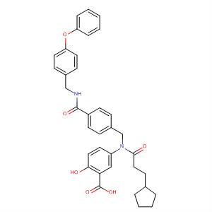Benzoic acid,5-[(3-cyclopentyl-1-oxopropyl)[[4-[[[(4-phenoxyphenyl)methyl]amino]carbonyl]phenyl]methyl]amino]-2-hydroxy- molecular structure