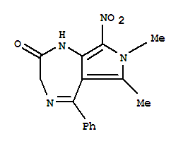 Pyrrolo(3,4-e)-1,4-diazepin-2(1H)-one, 3,7-dihydro-6,7-dimethyl-8-nitr o-5-phenyl- molecular structure