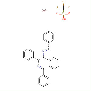 Methanesulfonic acid, trifluoro-, copper(2+) salt, compd. with(1R,2R)-1,2-diphenyl-N,N'-bis(phenylmethylene)-1,2-ethanediamine(1:1) molecular structure