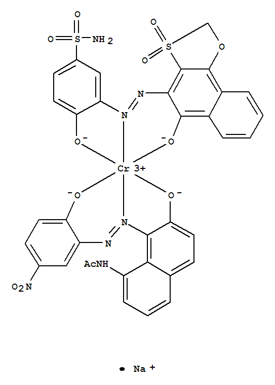 Sodium (4-hydroxy-3-((5-hydroxynaphth(2,1-d)-1,3-oxathiol-4-yl)azo)benzenesulphonamide S,S-dioxidato(2-))(N-(7-hydroxy-8-((2-hydroxy-5-nitrophenyl)azo)-1-naphthyl)acetamidato(2-))chromate(1-)