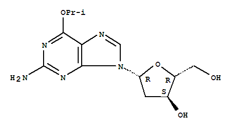 9-(2-deoxy-beta-D-erythro-pentofuranosyl)-6-(propan-2-yloxy)-9H-purin-2-amine molecular structure