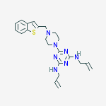 6-[4-(1-benzothiophen-2-ylmethyl)piperazin-1-yl]-2-n,4-n-bis(prop-2-enyl)-1,3,5-triazine-2,4-diamine molecular structure