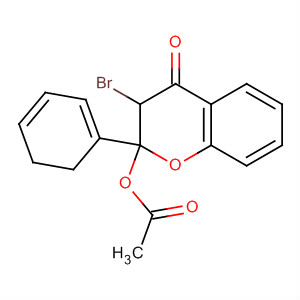 4H-1-Benzopyran-4-one, 2-(acetyloxy)-3-bromo-2,3-dihydro-2-phenyl- molecular structure