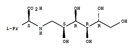 (2S)-3-methyl-2-[[(2S,3R,4R,5R)-2,3,4,5,6-pentahydroxyhexyl]amino]buta noic acid molecular structure