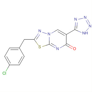 5H-1,3,4-Thiadiazolo[3,2-a]pyrimidin-5-one,2-[(4-chlorophenyl)methyl]-6-(1H-tetrazol-5-yl)- molecular structure