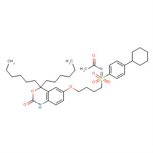 2H-3,1-Benzoxazin-2-one,6-[4-[N-acetyl-S-(4-cyclohexylphenyl)sulfonimidoyl]butoxy]-4,4-dihexyl-1,4-dihydro- molecular structure