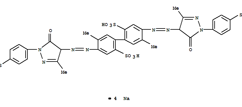tetrasodium 4,4-bis[[4,5-dihydro-3-methyl-5-oxo-1-(4-sulphonatophenyl)-1H-pyrazol-4-yl]azo]-5,5-dimethyl[1,1-biphenyl]-2,2-disulphonate molecular structure