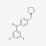 3-CHLORO-5-FLUORO-4-PYRROLIDINOMETHYL BENZOPHENONE molecular structure