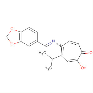 2,4,6-Cycloheptatrien-1-one,5-[(1,3-benzodioxol-5-ylmethylene)amino]-2-hydroxy-4-(1-methylethyl)- molecular structure