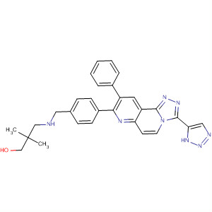 1-Propanol,2,2-dimethyl-3-[[[4-[9-phenyl-3-(1H-1,2,3-triazol-5-yl)-1,2,4-triazolo[3,4-f][1,6]naphthyridin-8-yl]phenyl]methyl]amino]- molecular structure