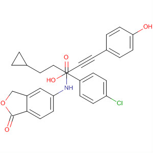 Cyclopropanepropanamide,1-(4-chlorophenyl)-N-(1,3-dihydro-1-oxo-5-isobenzofuranyl)-a-hydroxy-a-[2-(4-hydroxyphenyl)ethynyl]- molecular structure