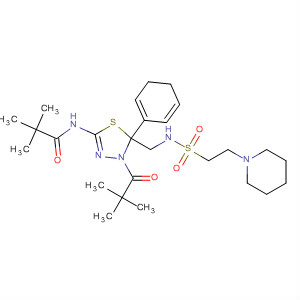 Propanamide,N-[4-(2,2-dimethyl-1-oxopropyl)-4,5-dihydro-5-phenyl-5-[[[[2-(1-piperidinyl)ethyl]sulfonyl]amino]methyl]-1,3,4-thiadiazol-2-yl]-2,2-dimethyl- molecular structure
