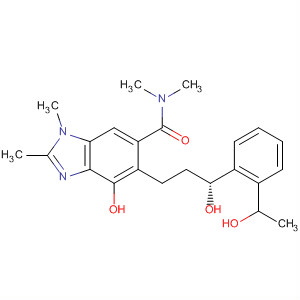 1H-Benzimidazole-6-carboxamide,4-hydroxy-5-[(3R)-3-hydroxy-3-[2-(1-hydroxyethyl)phenyl]propyl]-N,N,1,2-tetramethyl- molecular structure