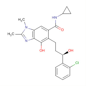 1H-Benzimidazole-6-carboxamide,5-[(3R)-3-(2-chlorophenyl)-3-hydroxypropyl]-N-cyclopropyl-4-hydroxy-1,2-dimethyl- molecular structure