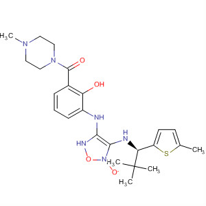 Methanone,[3-[[4-[[(1R)-2,2-dimethyl-1-(5-methyl-2-thienyl)propyl]amino]-5-oxido-1,2,5-oxadiazol-3-yl]amino]-2-hydroxyphenyl](4-methyl-1-piperazinyl)- molecular structure
