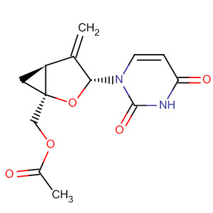 2,4-Pyrimidinedione,1-[(1S,3R,5S)-1-[(acetyloxy)methyl]-4-methylene-2-oxabicyclo[3.1.0]hex-3-yl]-1,2,3,4-tetrahydro- molecular structure