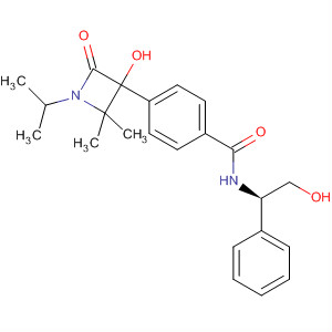 Benzamide,4-[3-hydroxy-2,2-dimethyl-1-(1-methylethyl)-4-oxo-3-azetidinyl]-N-[(1R)-2-hydroxy-1-phenylethyl]- molecular structure