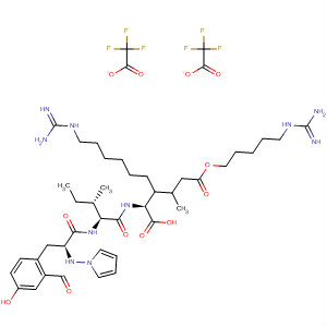 L-Leucine,3-[6-[(aminoiminomethyl)amino]hexyl]-5-[[[5-[(aminoiminomethyl)amino]pentyl]oxy]carbonyl]-1H-pyrrole-2-carbonyl-L-tyrosyl-L-isoleucyl-,2,2,2-trifluoroacetate (1:2)