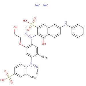 2-Naphthalenesulfonic acid,4-hydroxy-3-[2-[2-(2-hydroxyethoxy)-5-methyl-4-[2-(2-methyl-4-sulfophenyl)diazenyl]phenyl]diazenyl]-7-(phenylamino)-, sodium salt (1:2) molecular structure