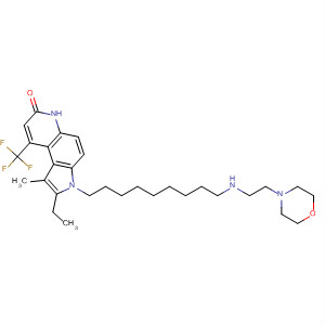 7H-Pyrrolo[3,2-f]quinolin-7-one,2-ethyl-3,6-dihydro-1-methyl-3-[9-[[2-(4-morpholinyl)ethyl]amino]nonyl]-9-(trifluoromethyl)- molecular structure