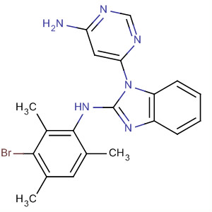 1H-Benzimidazol-2-amine,1-(6-amino-4-pyrimidinyl)-N-(3-bromo-2,4,6-trimethylphenyl)- molecular structure