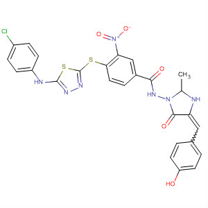 Benzamide,4-[[5-[(4-chlorophenyl)amino]-1,3,4-thiadiazol-2-yl]thio]-N-[4-[(4-hydroxyphenyl)methylene]-2-methyl-5-oxo-1-imidazolidinyl]-3-nitro-