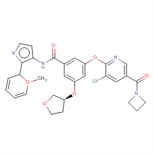 Benzamide,3-[[5-(1-azetidinylcarbonyl)-3-chloro-2-pyridinyl]oxy]-N-(1-methyl-1H-pyrazol-3-yl)-5-[[(3S)-tetrahydro-3-furanyl]oxy]- molecular structure