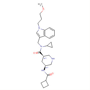 3-Piperidinecarboxamide,5-[(cyclobutylcarbonyl)amino]-N-cyclopropyl-N-[[1-(3-methoxypropyl)-1H-indol-3-yl]methyl]-, (3R,5S)-rel- molecular structure