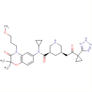 3-Piperidinecarboxamide,N-cyclopropyl-N-[3,4-dihydro-4-(3-methoxypropyl)-2,2-dimethyl-3-oxo-2H-1,4-benzoxazin-6-yl]-5-[2-oxo-2-[1-(2H-tetrazol-5-yl)cyclopropyl]ethyl]-, (3R,5R)-