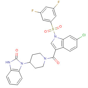 2H-Benzimidazol-2-one,1-[1-[[6-chloro-1-[(3,5-difluorophenyl)sulfonyl]-1H-indol-3-yl]carbonyl]-4-piperidinyl]-1,3-dihydro- molecular structure