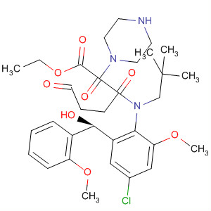 1-Piperazineacetic acid,4-[4-[[4-chloro-2-[(S)-hydroxy(2-methoxyphenyl)methyl]-6-methoxyphenyl](2,2-dimethylpropyl)amino]-1,4-dioxobutyl]-a-oxo-, ethyl ester molecular structure