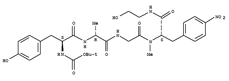 N-T-BOC-(D-ALA2,N-ME-P-NITRO-PHE4,GLY5-OL)-ENKEPHALIN) molecular structure